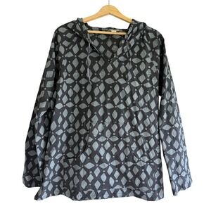 Global‎ Mamas Women Large Batik Cotton Hoodie Pullover Hand Made Ghana Grey Blue